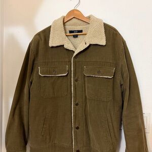GAP Men's Tan Corduroy Jacket with Sherpa Collar